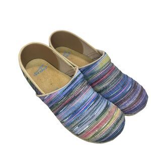 Dansko Jute Pro Clog Artisan Weave Rainbow Slip On Mules Shoes - Size 40 9.5/10